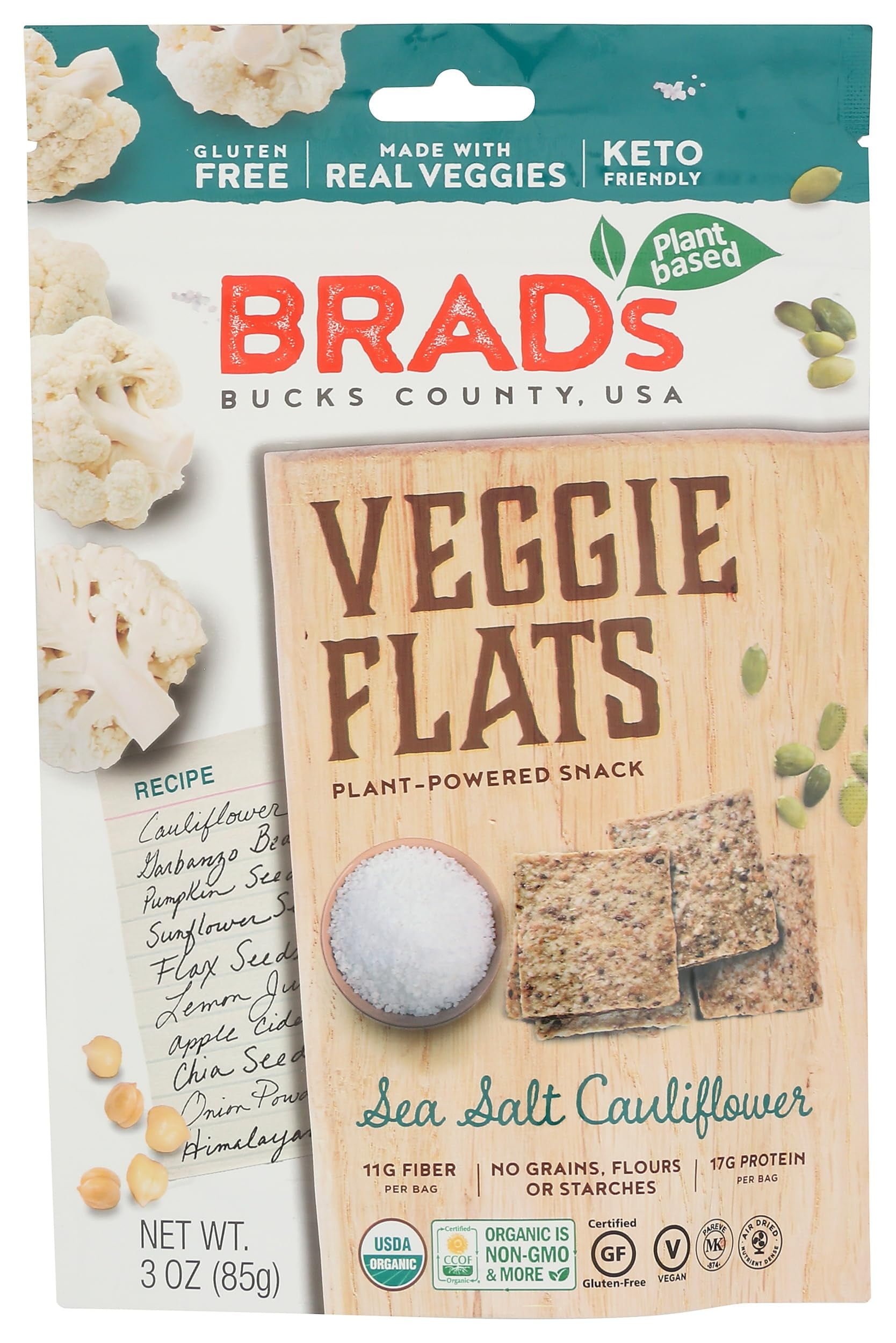 Brad's Raw Organic Sea BCF26 Salt Cauliflower Veggie Flats, 3 OZ ...