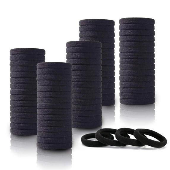Bradem 100PCS Black Hair Ties - Thick Elastic Bands for Women & Girls, No Damage Ponytail Holders