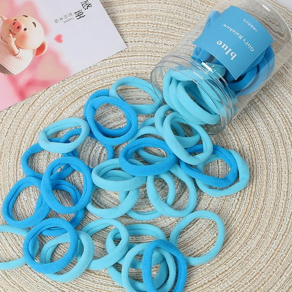 Bradem 50PCS Thick Hair Ties - Candy Color Cotton Elastics, Heavy Hold for Curly & Thick Hair, Ponytail Holders