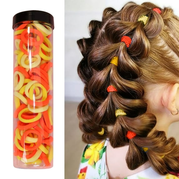 Bradem Baby Toddlers Hair Ties - Girls' Small Rubber Elastics, Black & Colorful, Ponytail/Pigtail Holders, No Hair Damage