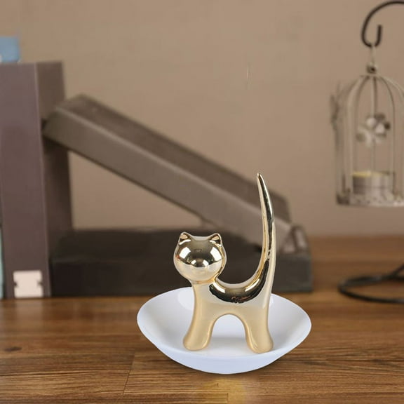 Bradem Cat Ring Holder Dish - Jewelry Tray for Engagement/Wedding Rings, Trinket Storage