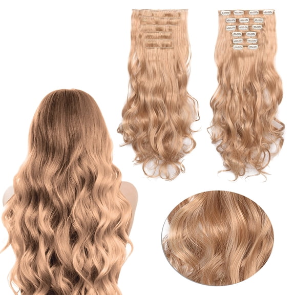 Bradem Curly Clip-In Hair Extensions - 20INCH Blonde Synthetic, 6 Pieces, Thick Fabulous Wavy for Women, Fashionable