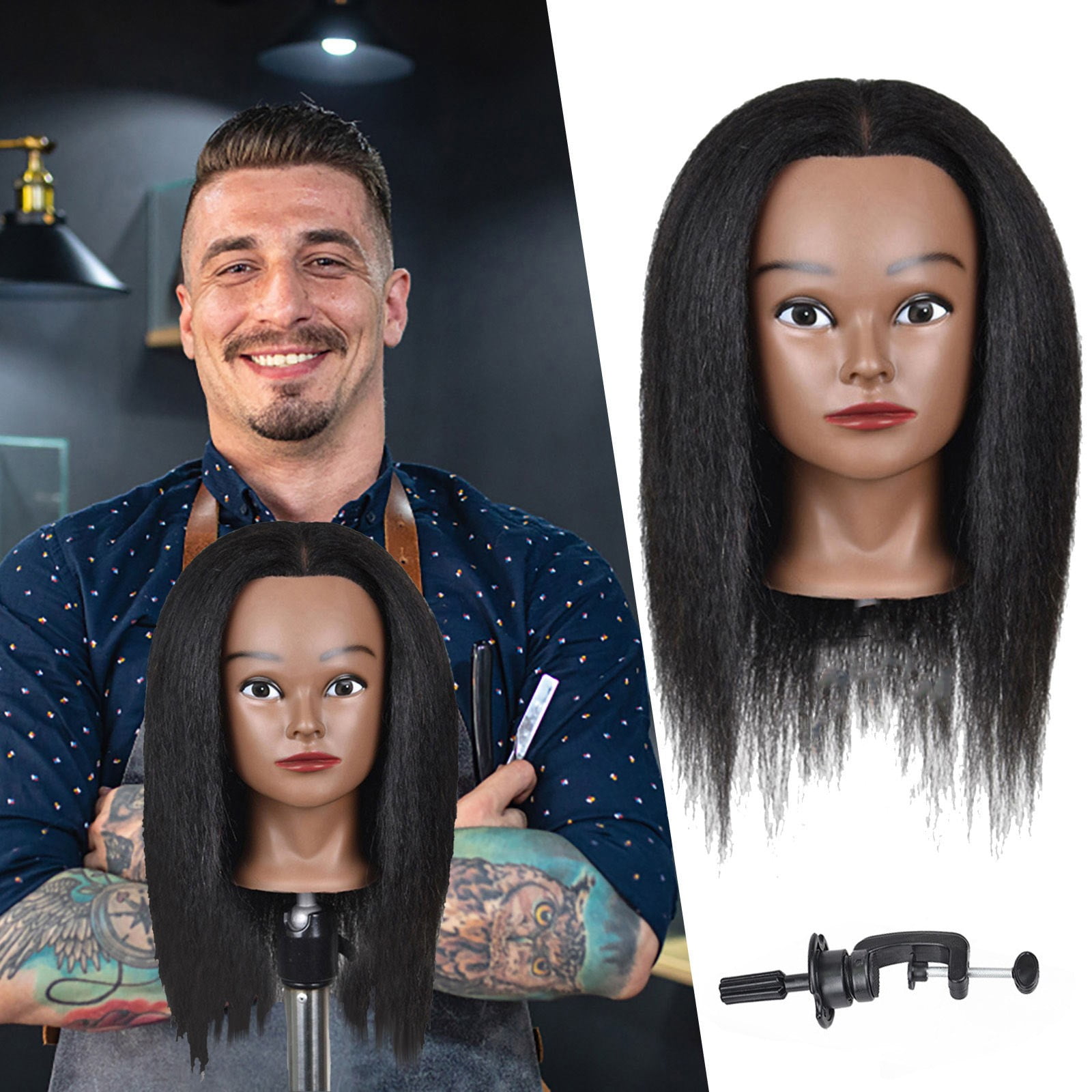 Bradem Hairdresser Training Mannequin Head&nbsp;- Cosmetology Doll with Clamp Holder, for Hairstyle Practice
