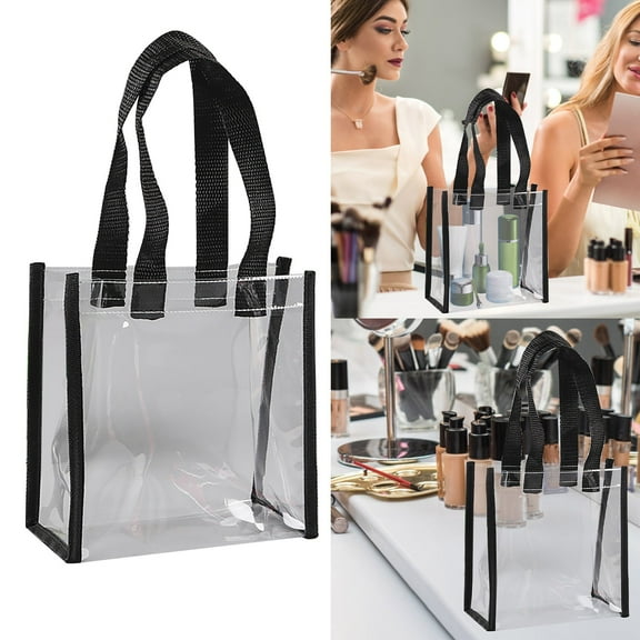 Bradem Makeup Bag Transparent PVC Handbag - Sewn Plastic Cosmetic Shopping Bag, Jelly Gift Bag