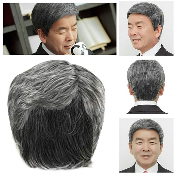 Bradem Men's White/Gray/Silver Wig&nbsp;- With Wig Net, Heat-Resistant, Adjustable Size, Natural Look