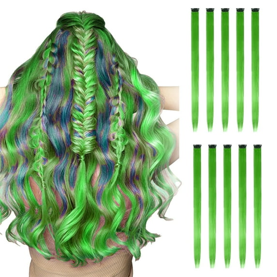 Bradem Multi-Color Party Clip Hair Extensions - Synthetic Highlights, Colored Wig Pieces