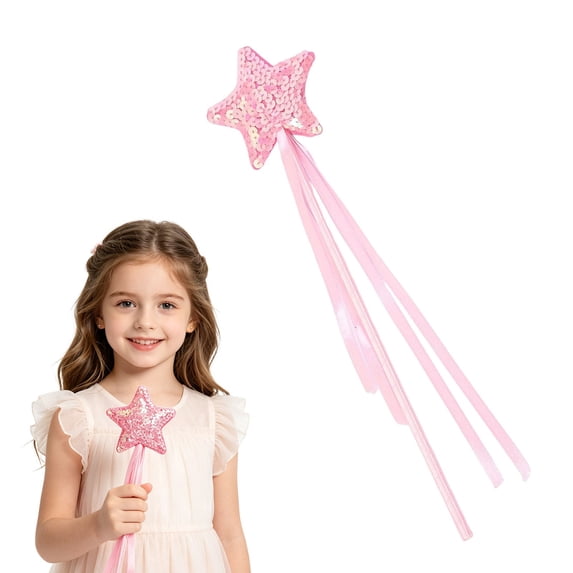 Bradem Pink Five Pointed Star Sequin Magic Wand Fairy Wand for Cosplay Party, Fairy Wand, Star Wand, Costume Prop, Magic Stick, Cosplay Accessory