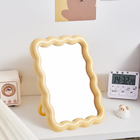 Bradem Makeup Mirror Desk Mirror,Portable Small Mirror Female Dressing Table Desktop Princess Mirror Bedroom Student Dormitory Desktop Makeup Mirror,Arch/Rectangle Pocket Mirror