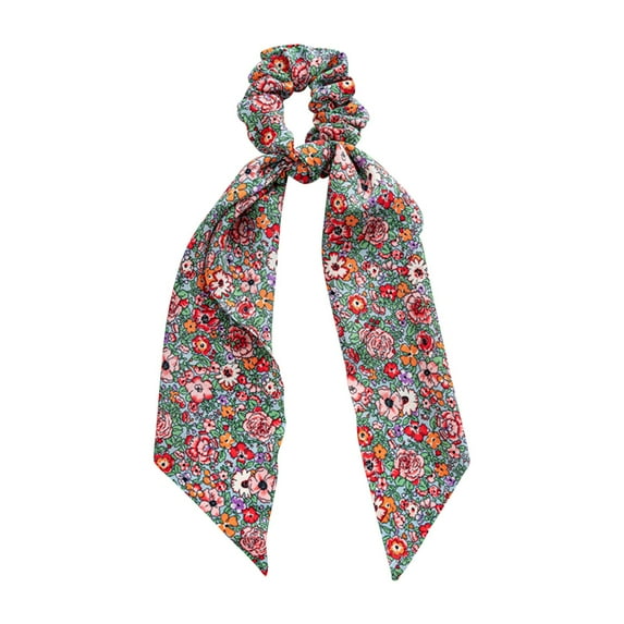 Bradem Solid Ribbon Scrunchies - Women's Colored Print, Ponytail Hair Ties