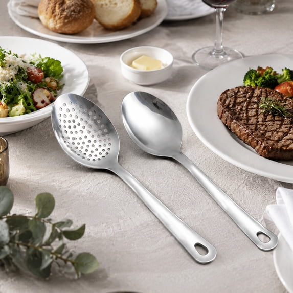 Bradem Stainless Steel Cooking Slotted Spoon,Exquisite Serving Strainer, Utensil Set, Kitchen Spoons, Slotted Ladle, Cooking Utensils