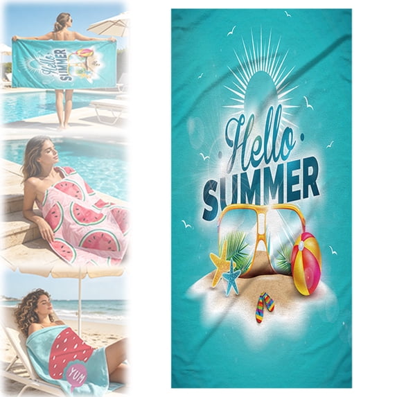 Bradem Summer Oversized Cotton Beach Towel, 60x28 In, Cute Cartoon Print Beach Blanket, Extra Large Microfiber Quick-Drying Pool Towel, Summer Gifts for Women