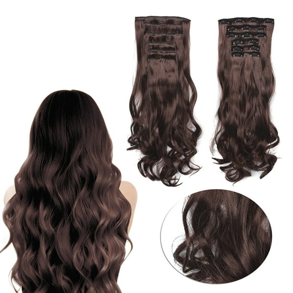 Bradem Wavy Clip-In Hair Extensions - 20INCH Blonde Synthetic, 6 Pieces, Thick Stylish Curly Pieces for Women, Natural Look