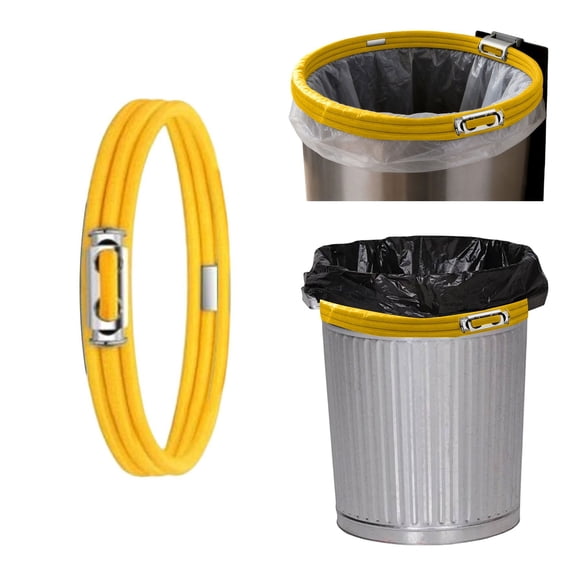 Bradem Yellow Adjustable Trash Can Elastic Rubber Garbage Bag Holder Strap, Bag Holder Strap, Bin Strap, Garbage Bag Retainer, Elastic Band for Trash Can, Bag Fastener