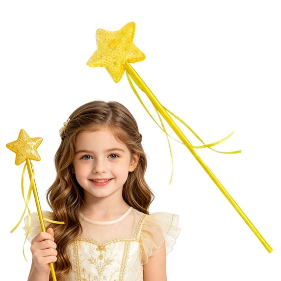 Bradem Yellow Five Pointed Star Sequin Magic Wand Fairy Wand for Cosplay Party, Fairy Wand, Star Wand, Costume Prop, Magic Stick, Cosplay Accessory