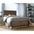 thumbnail image 1 of Braden Complete Metal Bed and Steel Support Frame with Rustic Reclaimed Faux Wood in Diagonal Pattern Frame, Rustic Tobacco Finish, King, 1 of 5