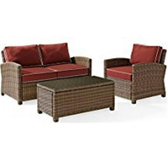 Bradenton 3 Piece Outdoor Wicker Seating Set - Sangria