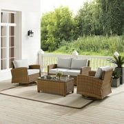 Bradenton 4Pc Swivel Rocker Conversation Set Gray/Weathered Brown - Coffee Table, Loveseat, 2 Swivel Rockers