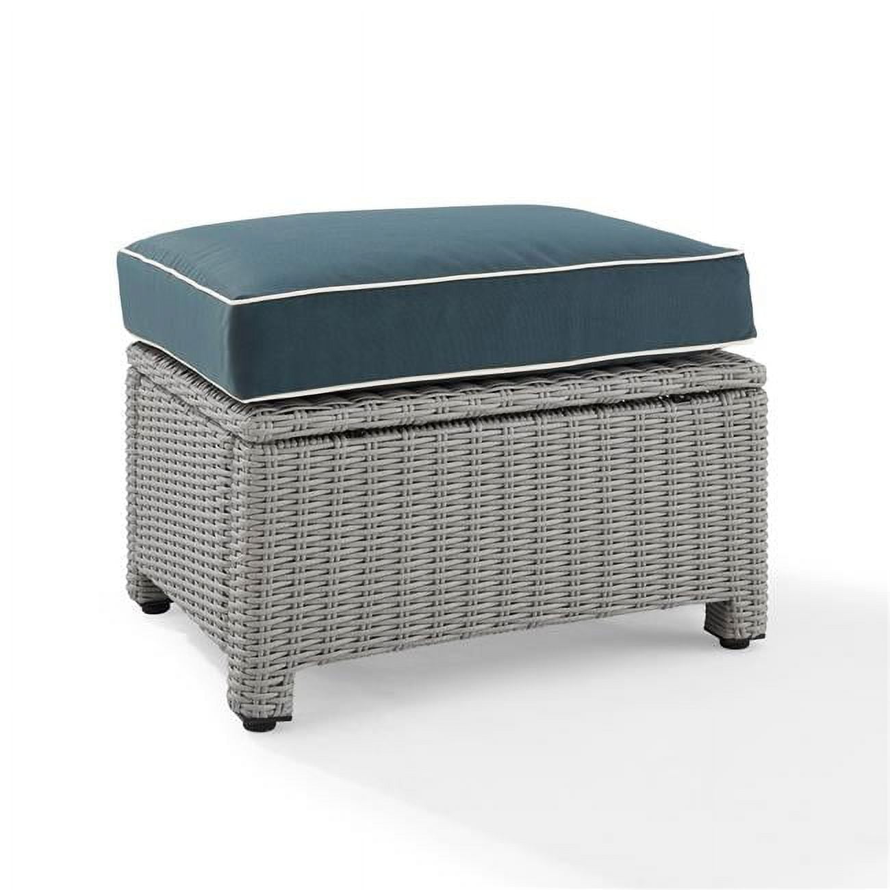 Bradenton Outdoor Wicker Ottoman, Navy & Gray - Walmart.com