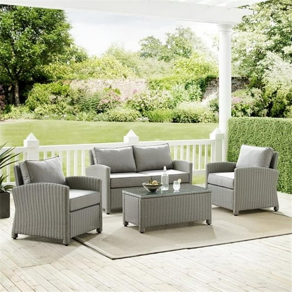 Bradenton Outdoor Wicker Seating Set, Grey - 4 Piece