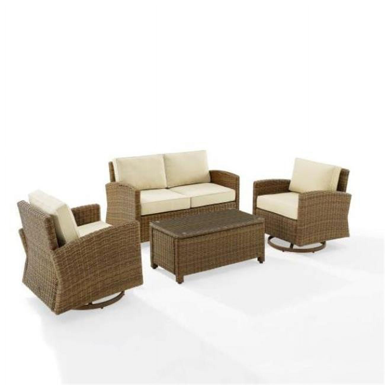 Bradenton Swivel Rocker Conversation Set, Sand 4 Piece