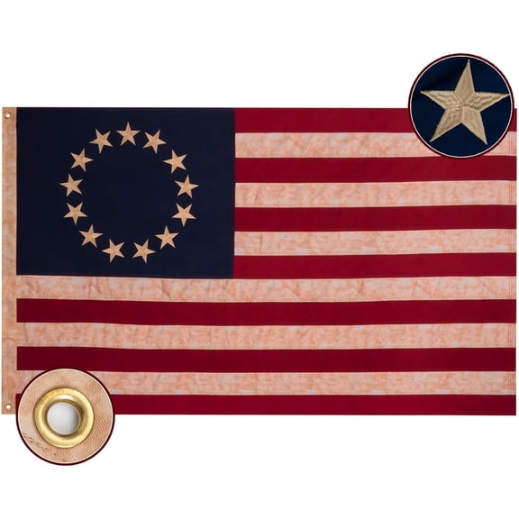 KUNPENG Bradford 1776 Bennington 250 Anniversary USA Flag 3x5 ft Outdoor Embroidered Betsy Ross Flags 13 Colonies US 2026 American Flag Heavy Duty with 2 Brass Grommets