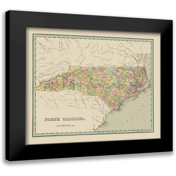 Bradford 24x20 Black Modern Framed Museum Art Print Titled - North Carolina - Bradford 1838