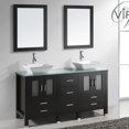 thumbnail image 1 of Bradford 60" Double Bath Vanity in Grey with Aqua Tempered Glass Top and Square Sink with Polished Chrome Faucet and Mirrors, 1 of 2