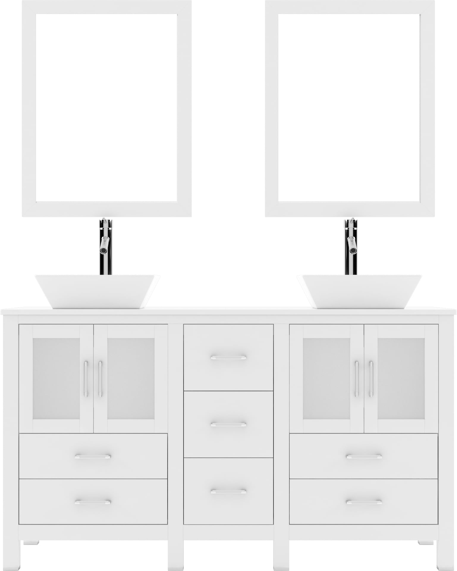 Bradford 60" Double Bath Vanity in White with White Engineered Stone
