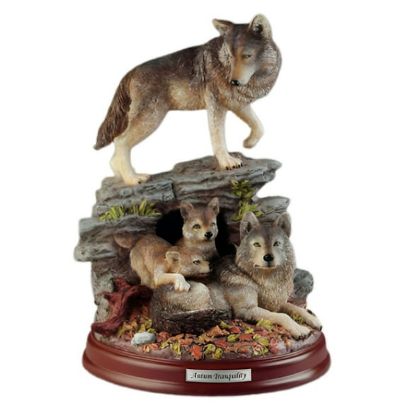 The Bradford Exchange Autumn Tranquility The Protectors Of The Pack Collection Issue #3 Realistically Hand Painted & Likelife Detail Wolf Sculpture 8-inches