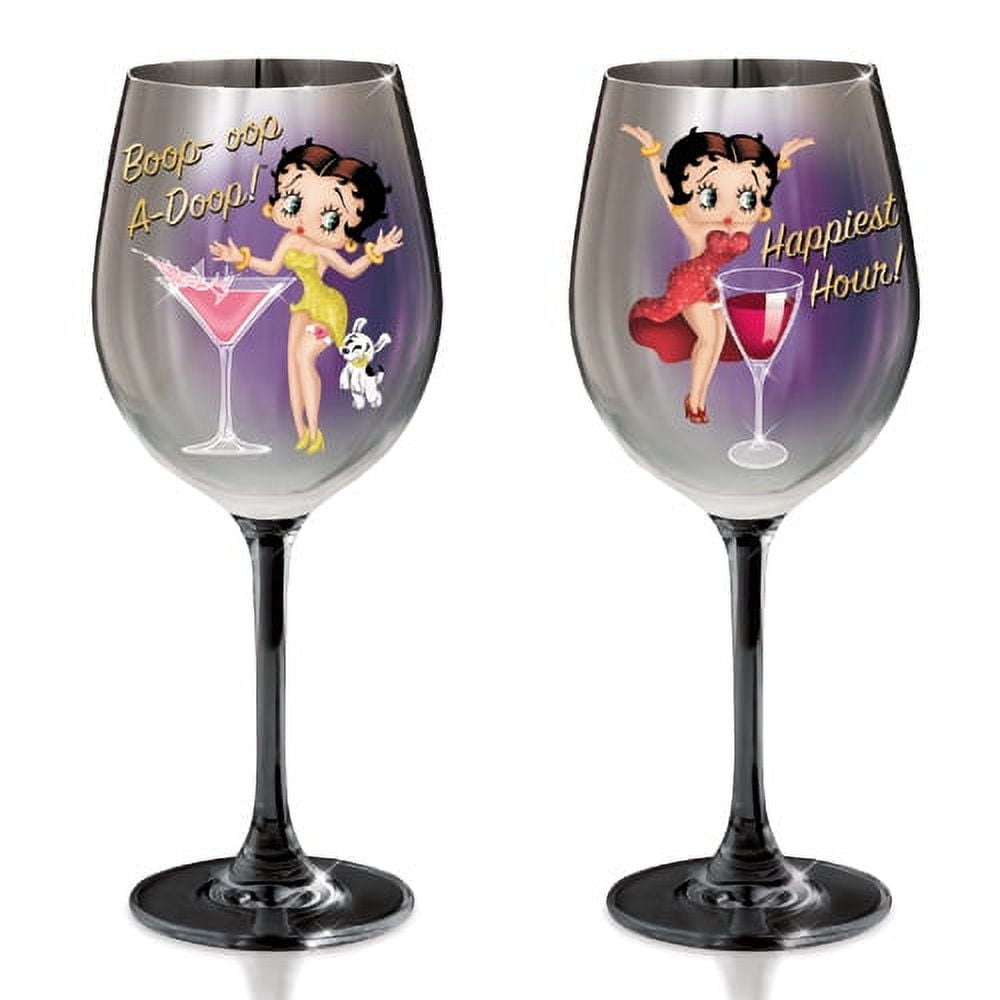 Bradford Exchange Betty Boop Wine Glasses Boop A Doop & Happiest Hour