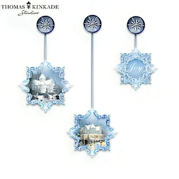 Bradford Exchange Crystal Clear Snowflake Design Illuminated Ornaments Set of 3