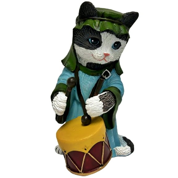 The Bradford Exchange Drummer Kitten Issue #7 from The PURR-fect Christmas Pageant Nativity Cat Figurine Collection Handcrafted and Hand-painted 4.5-inches