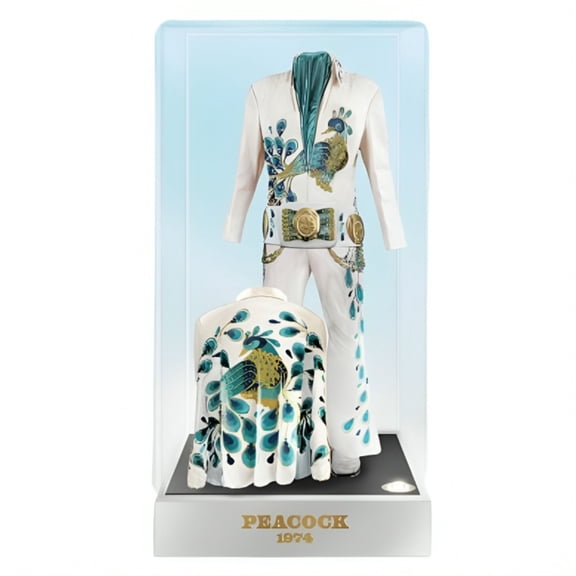 The Bradford Exchange Elvis Presley Illuminated Jumpsuit Sculpture Collection Issue #2 Peacock Handcrafted Collectible in Museum-Style Display Case & Faux Jewel Accents 6-inches