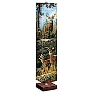 The Bradford Exchange Graceful Grandeur Whitetail Deer Floor Lamp With Art On 4-Sided Fabric Shade with Hands-Free Foot Pedal Switch and Energy-Efficient Bulbs Included by Hautman Brothers 60-inches