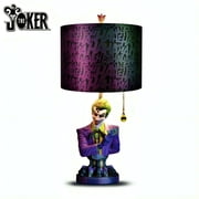 The Bradford Exchange The JOKER A Deadly Card Lamp Hand-Sculpted Collectible with BAT SIGNAL Pull Chain Illuminating Laughter Shade and Defaced BATARANG 20.5" H x 10" D