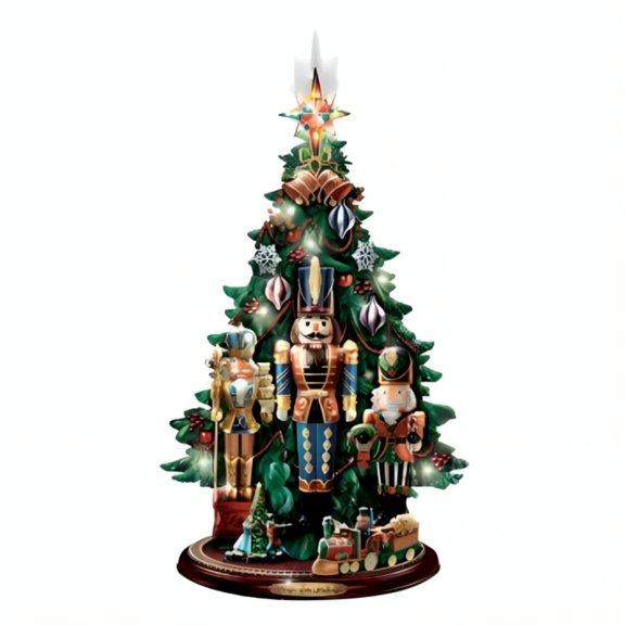 The Bradford Exchange Magic of the Holidays Ultimate Nutcracker Tree Musical Illuminated Christmas Tabletop Decoration with Rotating Train, Hand-Painted & LED Lights Holiday Collectible 12.5-inches
