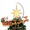 thumbnail image 1 of The Bradford Exchange Rudolph the Rednose Reindeer Christmas Tree Topper Rotates and Lights Up Santa and Sleigh Led by Rudolph and His Illuminated Nose with Glowing Star Holiday Decor 8.5"-inches, 1 of 5