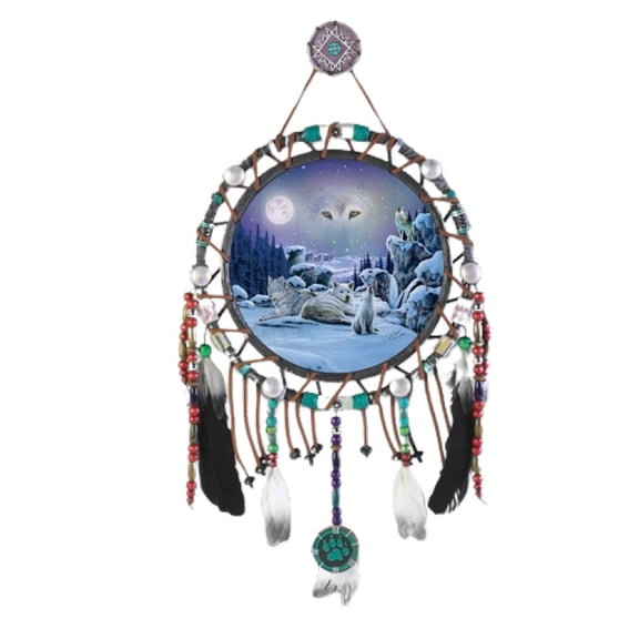 The Bradford Exchange Sacred Spirits Dreamcatcher Collection Issue #11: 'Starry Night' Glow-in-the-Dark Dreamcatcher with Handcrafted Frame and Beads by Robin Koni 8.25-Inches