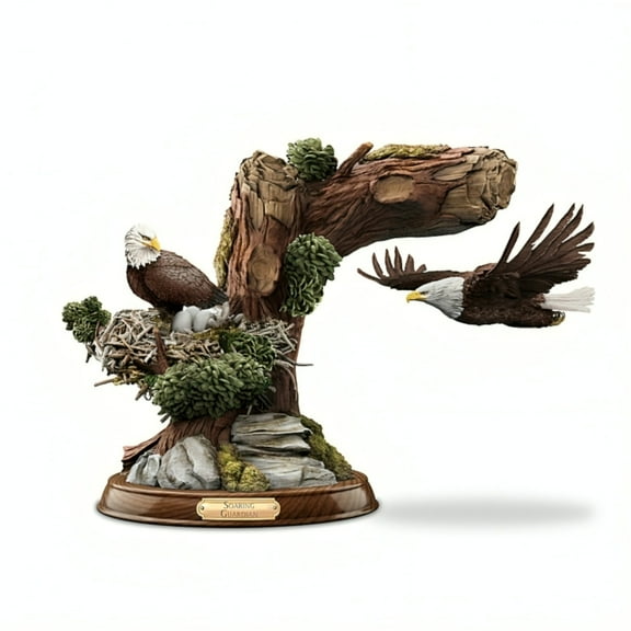 The Bradford Exchange Soaring Guardian Levitating Eagle Sculpture A Tribute to Eagle Parenthood Crafted with Intricate Detail and Levitation Technology 4" L x 4.5" W
