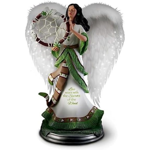 The Bradford Exchange Spirit of Destiny from Luminous Spirits Sculpture Collection Issue #2 Hand Painted Fully Sculptured with Feather Wings Illuminated Fantasy Sculpture 8.5-inches