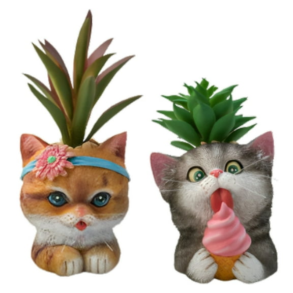 The Bradford Exchange SweetPea And Loki Purr-fect Planters Sculpture Collection Issue #3 Purr fectly AdorableThe Cat tastic Succulent Hand Painted & Realistic Sculpture by Kayomi Harai 4.25-inches