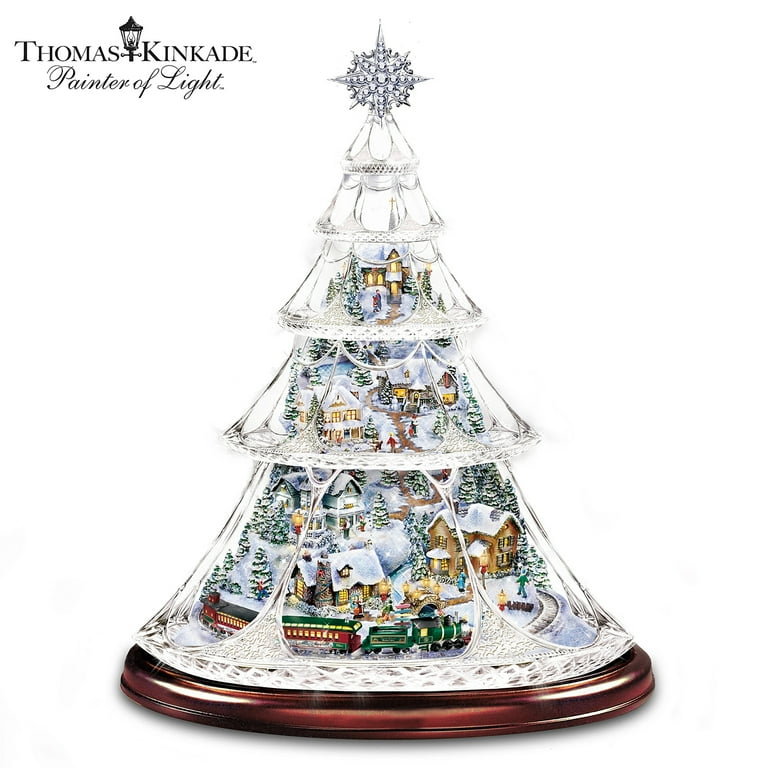 Illuminated Animated Crystal Tabletop Christmas Tree Holiday Decor