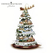 The Bradford Exchange Thomas Kinkade Wonderland Express Christmas Tree Decoration With Santa Sleigh Topper Lights Moving Train and Music With 8 Beloved Xmas Carols 16-Inches