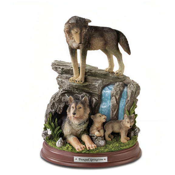 The Bradford Exchange Tranquil Springtime The Protectors Of The Pack Collection Issue #17 Realistically Hand Painted & Likelife Detail Wolf Sculpture 8-inches
