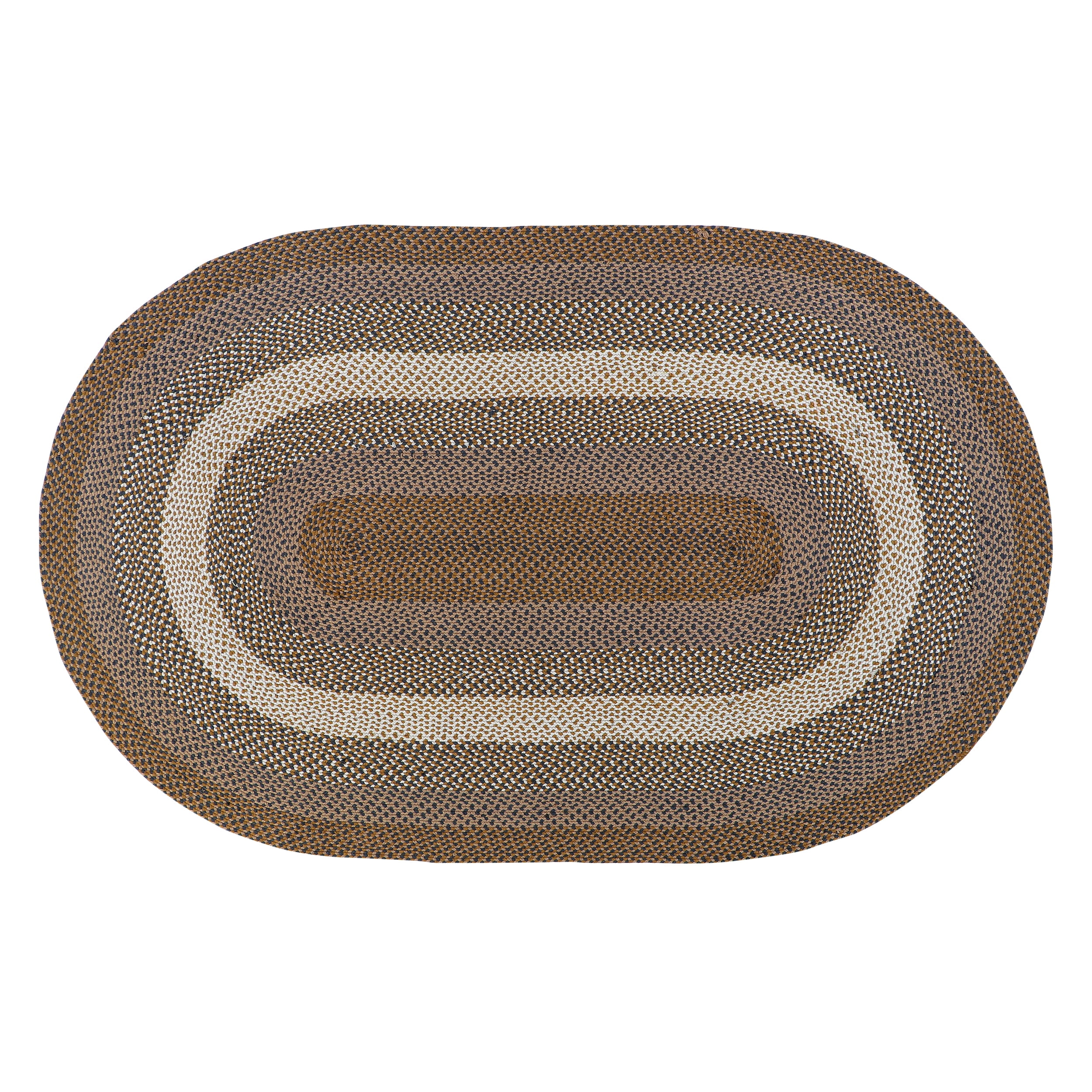 Handmade Braided Brown and Charcoal Oval Area Rug 6' x 9'