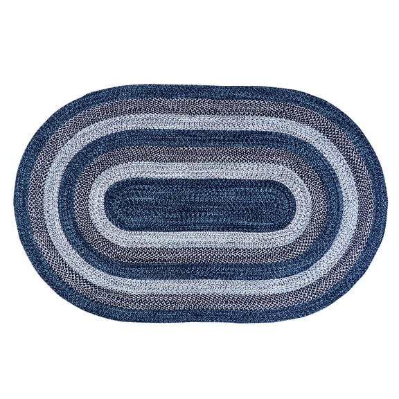 Bradford Indoor Outdoor Reversible Braided Rug Teal & Black 2' x 3'