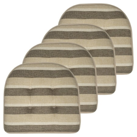 Bradford Striped U-Shaped Memory Foam Chair Pad Beige and Brown 4-Pack