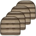 thumbnail image 1 of Bradford Striped U-Shaped Memory Foam Chair Pad Chocolate and Beige 4-Pack, 1 of 6