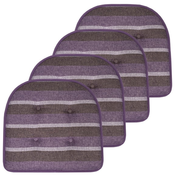 Bradford Striped U-Shaped Memory Foam Chair Pad Purple 4-Pack