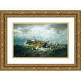 thumbnail image 1 of Bradford, William  14x10 Gold Ornate Wood Framed with Double Matting Museum Art Print Titled - Shipwreck off Nantucket (Wreck off Nantucket after a Storm) 1860, 1 of 4